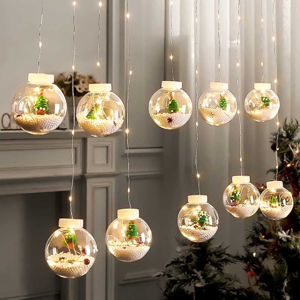 Christmas Tree 10 Wishball LED Curtain Lights with Remote Control