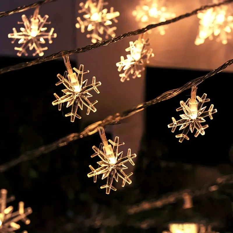 Hilights 50 LED Solar Snowflake String Lights Warm White