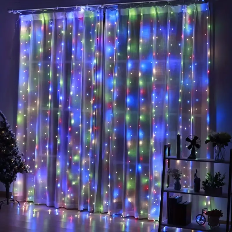 3*3M 300 LED Multicolour Curtain Lights (Solar/Plug)