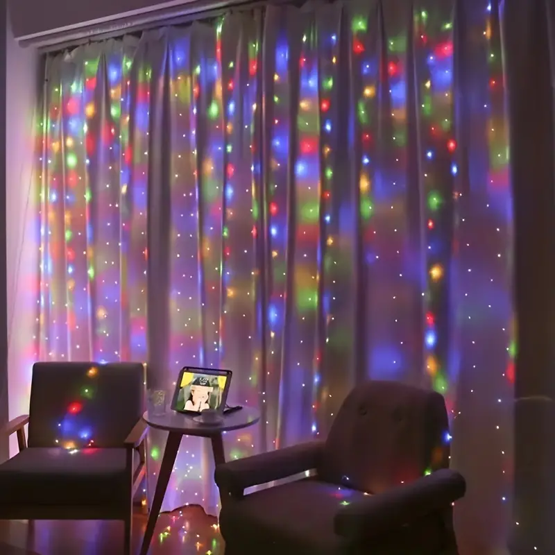 3*3M 300 LED Multicolour Curtain Lights (Solar/Plug)