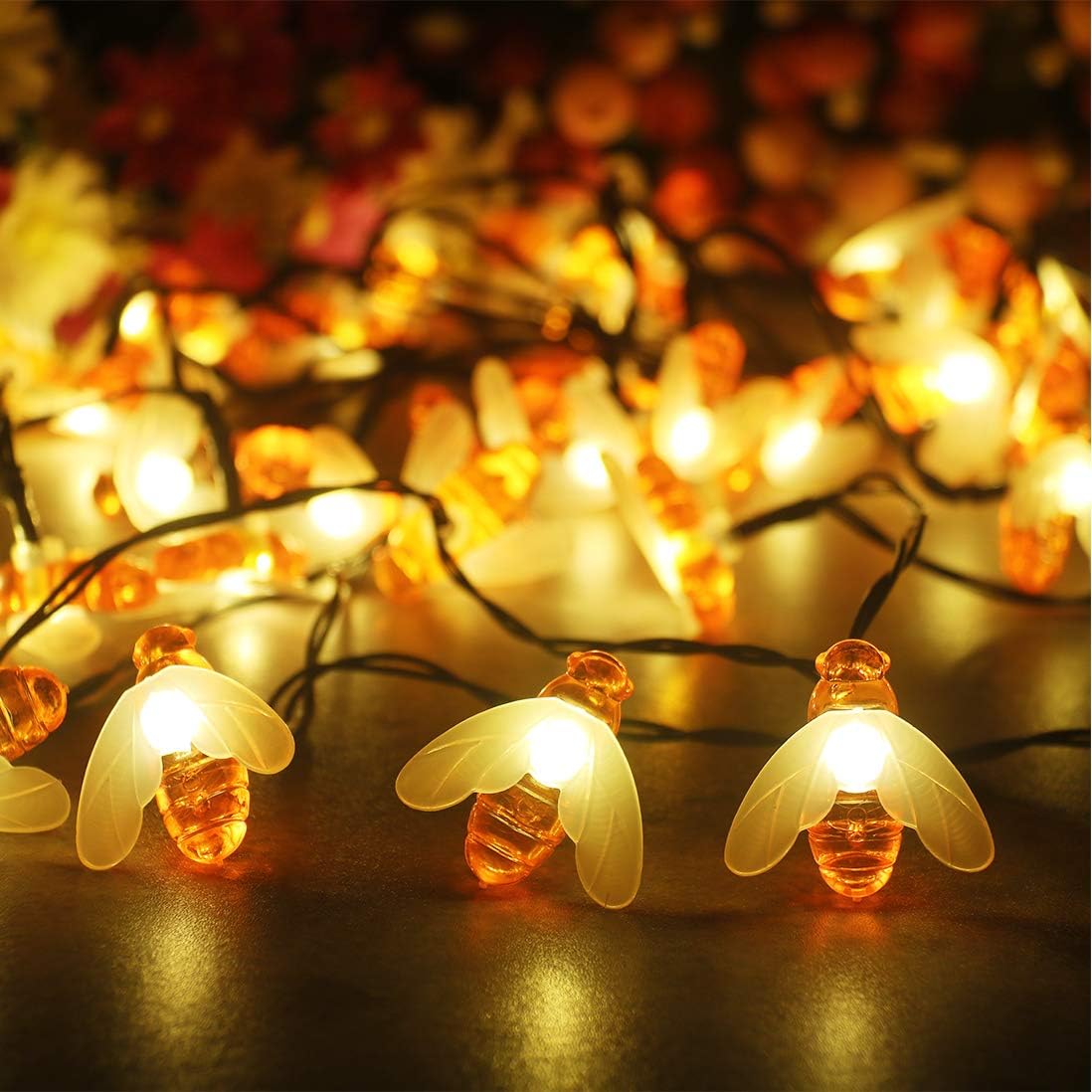 50 LED Bee Solar String Lights (Warm White)