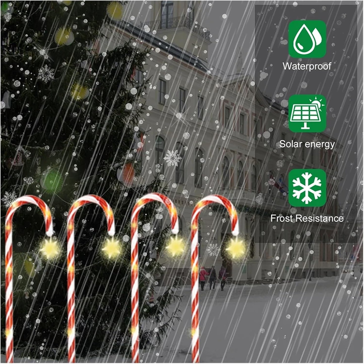 Solar Christmas Candy Cane Lights (Set of 5)