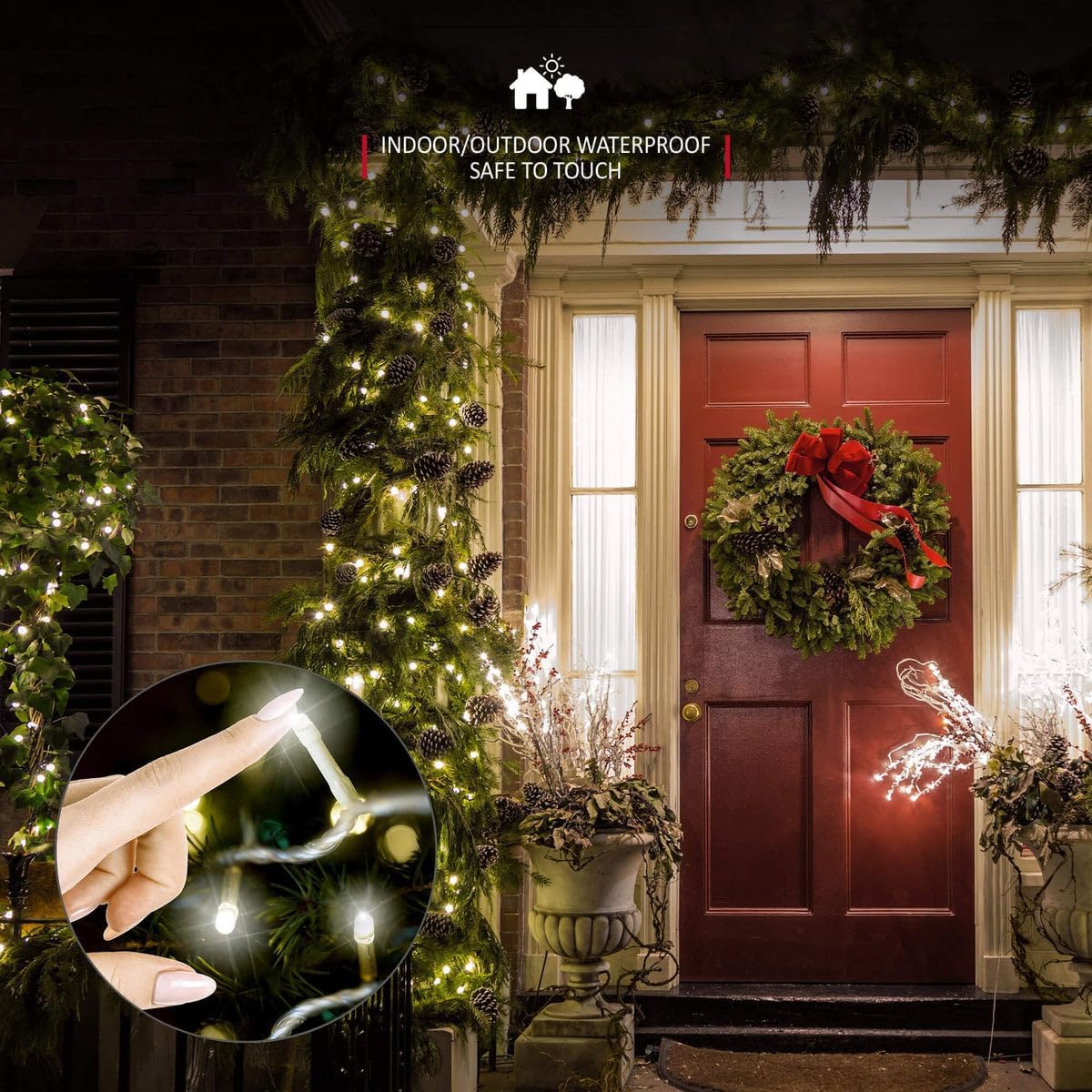 50M 400LED Fairy String Lights for Outdoor and Indoor Use with Clear PVC Cable 24V (Solar Panel) (Warm White)