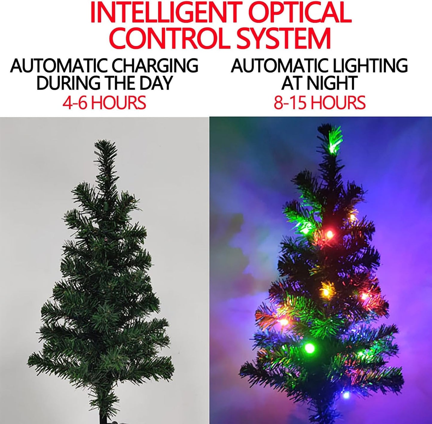 Solar-Powered Artificial Christmas Tree Lights (Colour)