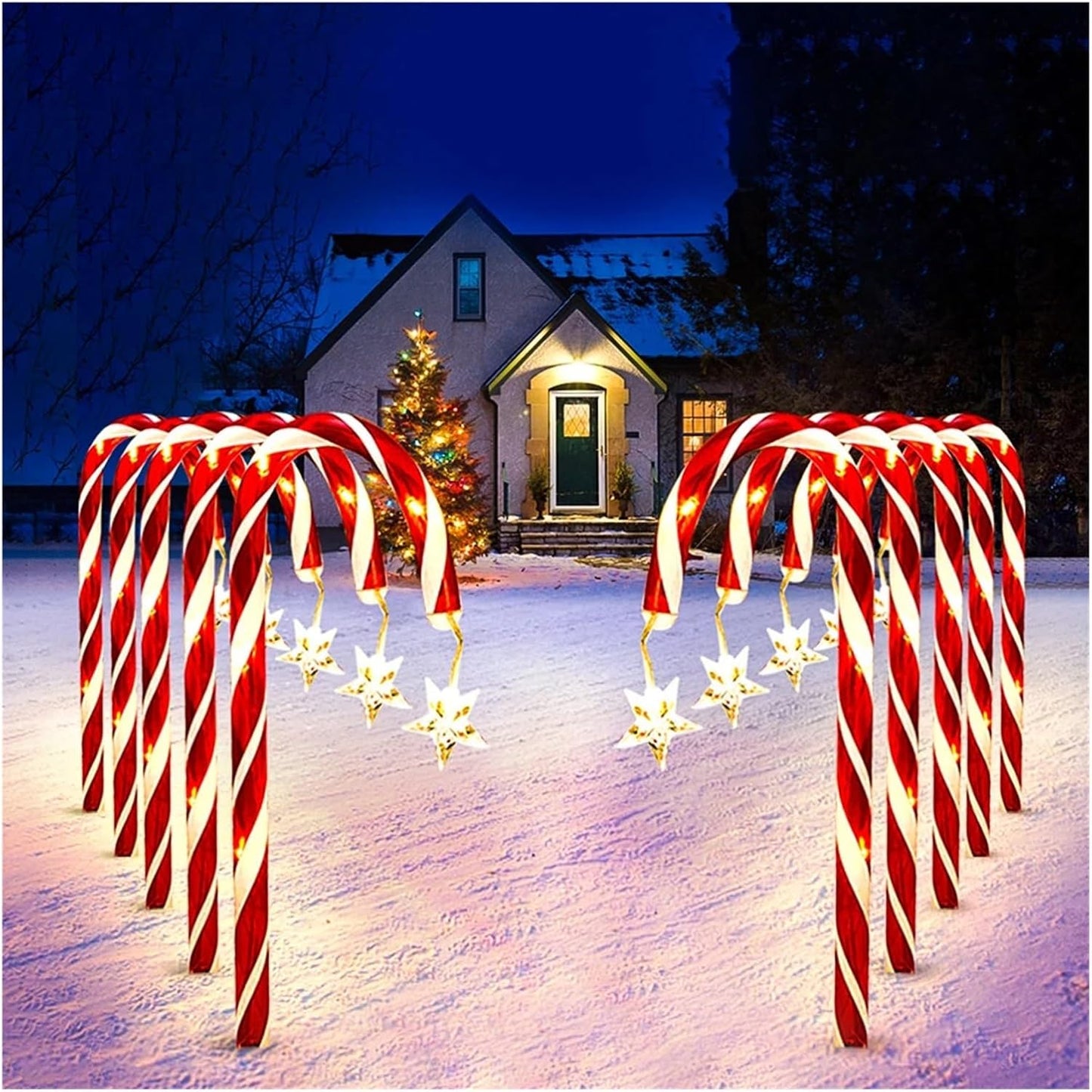 Solar Christmas Candy Cane Lights (Set of 5)