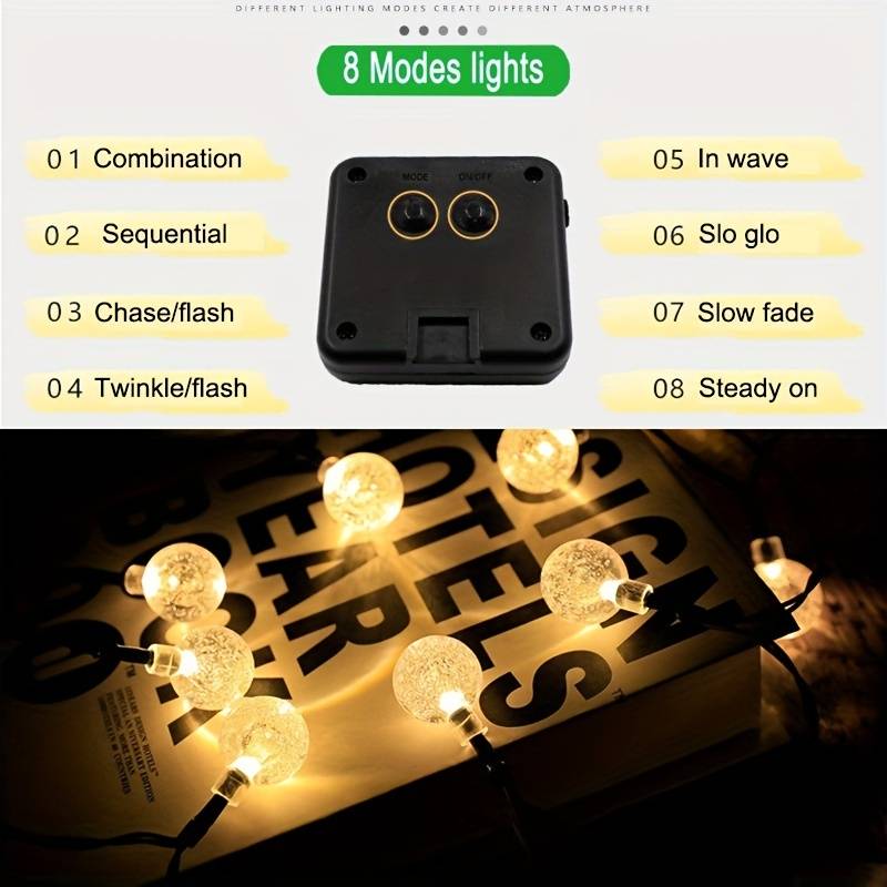 50 LED Bubble Solar String Lights (Warm White)