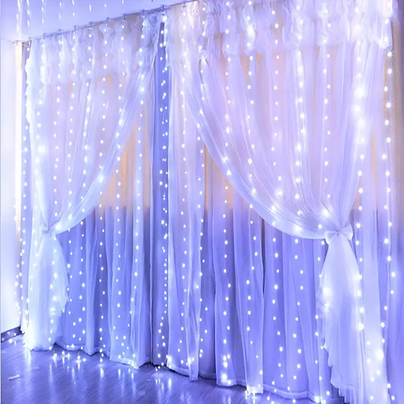 3*3M 300 LED Cold White Curtain Lights (Solar/Plug)