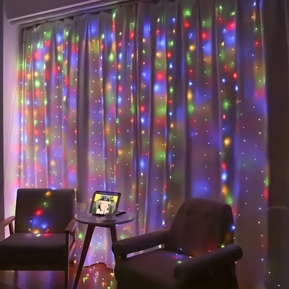 3*3M 300 LED Multicolour Curtain Lights (Solar/Plug)