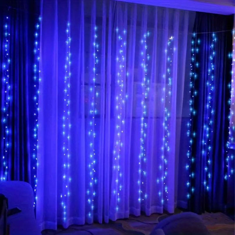 3*3M 300 LED Blue Curtain Lights (Solar/Plug)