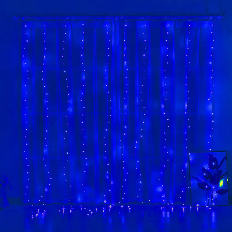 3*3M 300 LED Blue Curtain Lights (Solar/Plug)