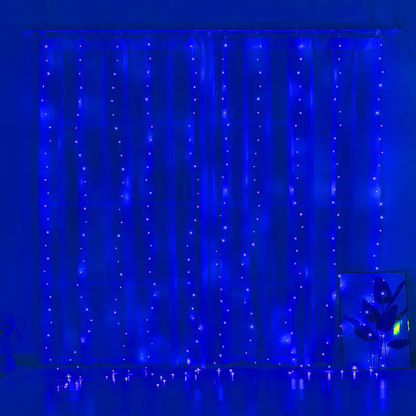 3*3M 300 LED Blue Curtain Lights (Solar/Plug)