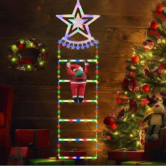 Christmas Climbing Santa On Star Ladder LED Lights (Solar/Plug) (Colour)