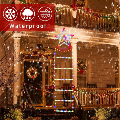 Christmas Climbing Santa On Star Ladder LED Lights (Solar/Plug) (Warm White)