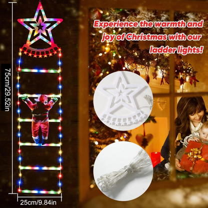 Christmas Climbing Santa On Star Ladder LED Lights (Solar/Plug) (Warm White)
