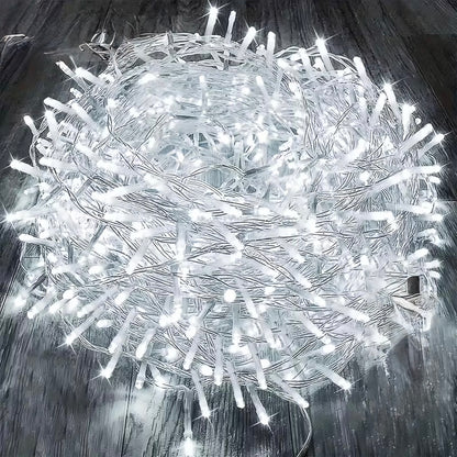 50M 400LED Fairy String Lights for Outdoor and Indoor Use with Clear PVC Cable 24V (Solar Panel) (White)