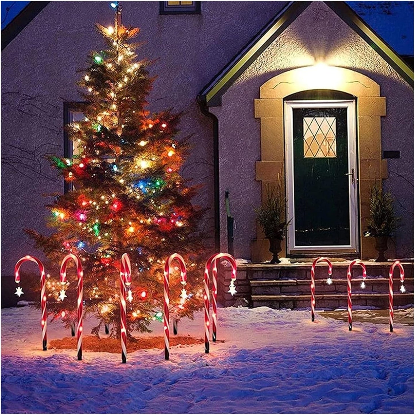 Solar Christmas Candy Cane Lights (Set of 5)