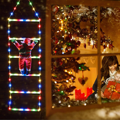 Christmas Climbing Santa On Star Ladder LED Lights (Solar/Plug) (Colour)