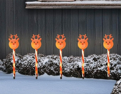 Solar Christmas Reindeer Garden Lights (Set of 5)