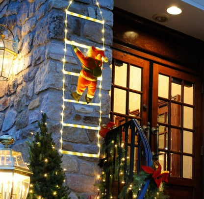 Christmas Climbing Santa On Star Ladder LED Lights (Solar/Plug) (Warm White)